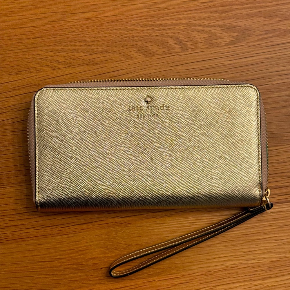Kate Spade Gold Large Wristlet